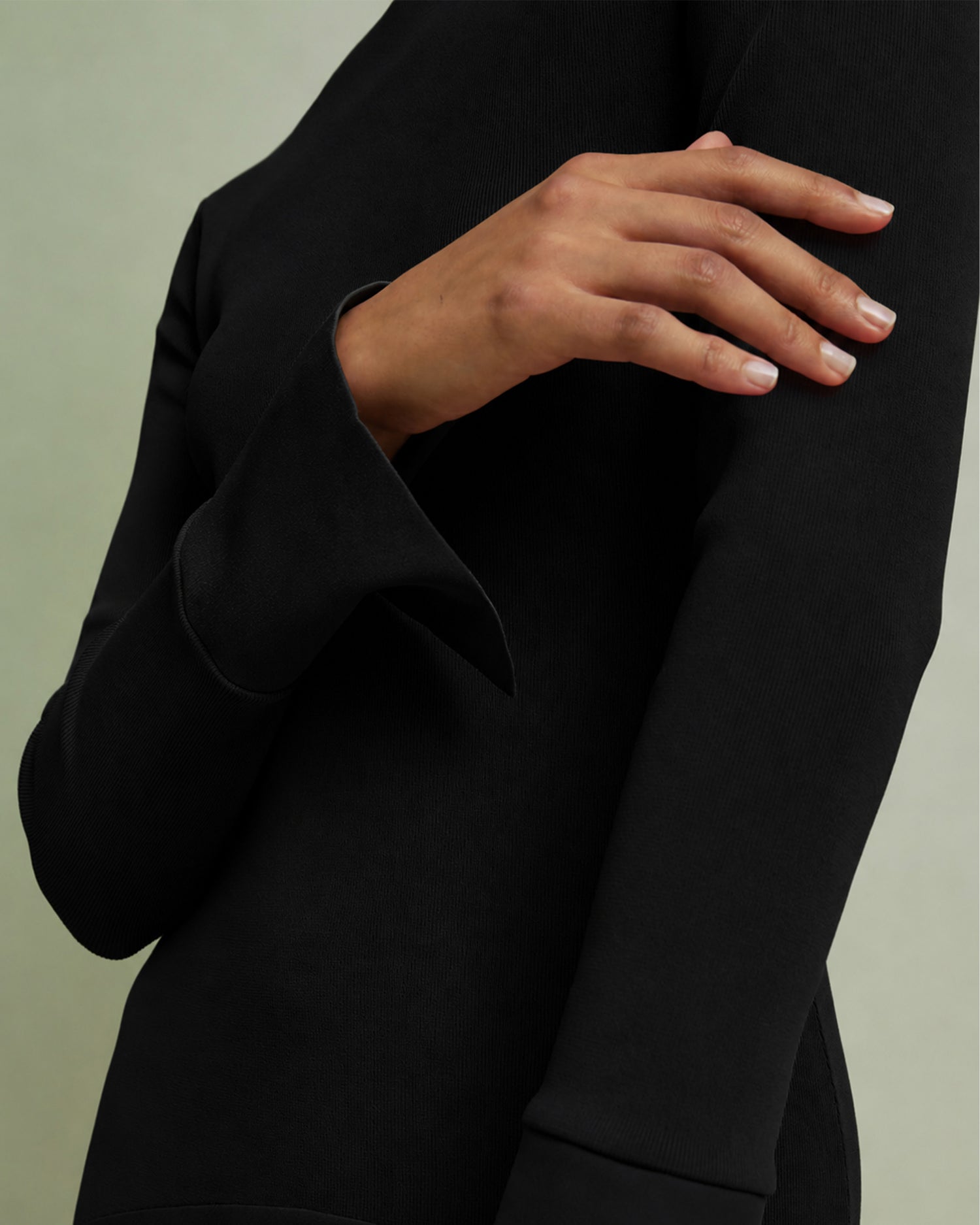 Satin Curved Seam Midi Dress - Black