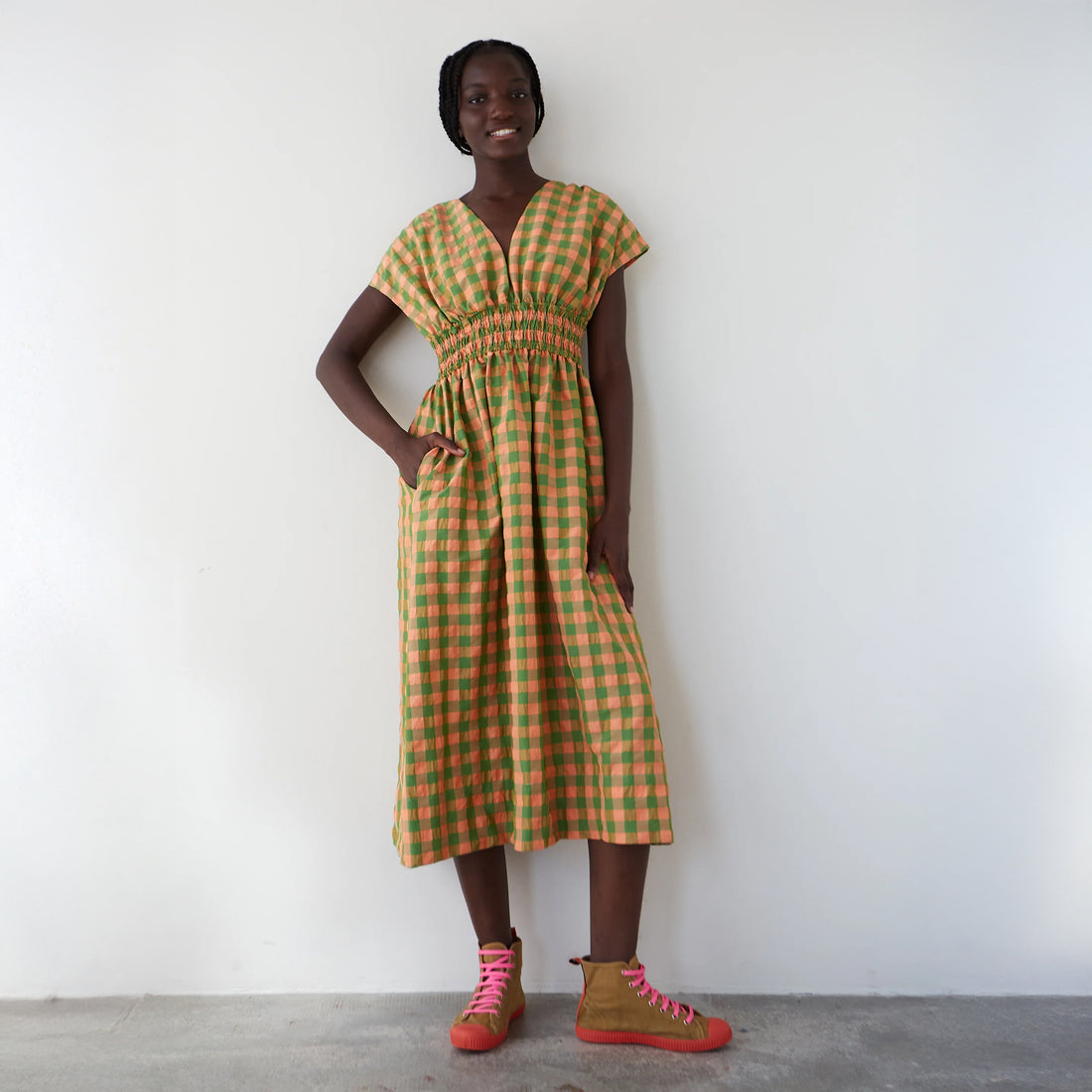 Carilla Check Dress - Coral