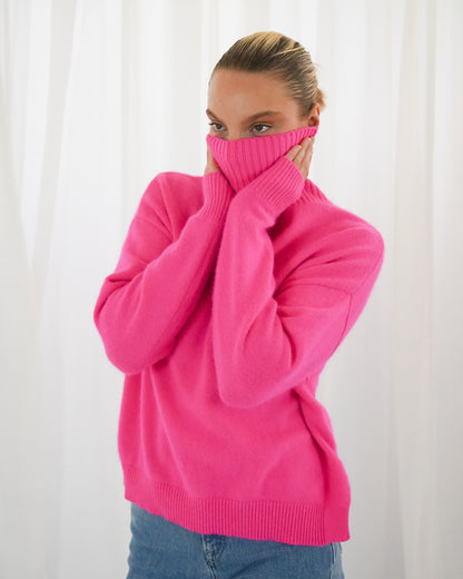 Greeley Long Sleeve Turtleneck Jumper - Neon Pink