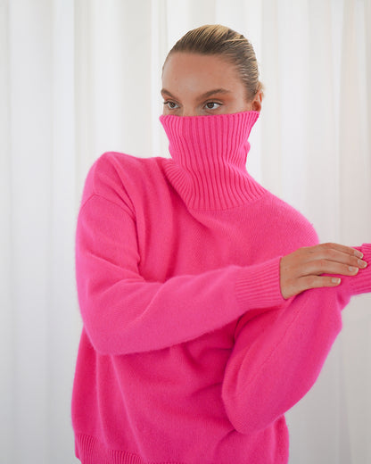 Greeley Long Sleeve Turtleneck Jumper - Neon Pink