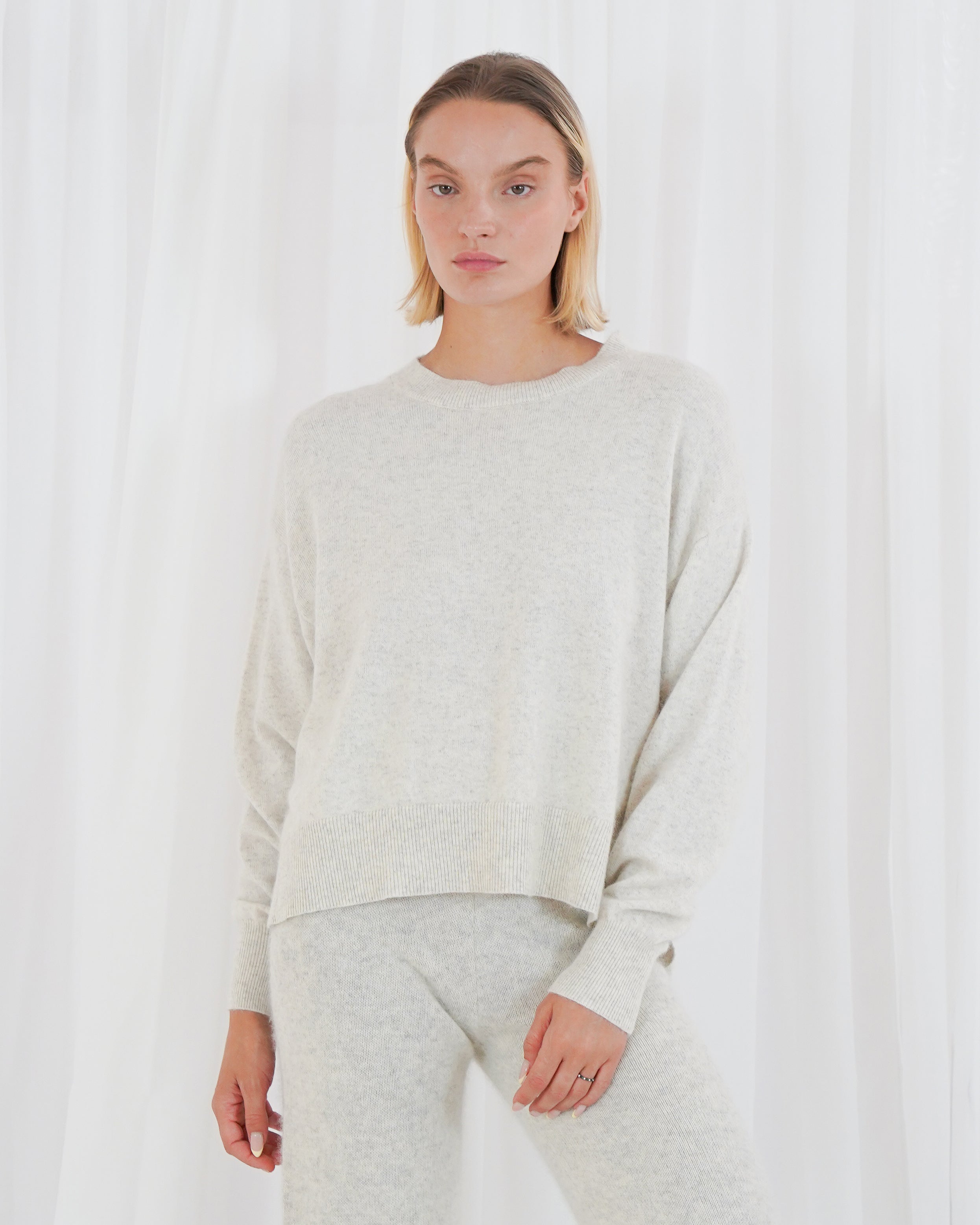 Aurora Long Sleeve Round Neck Jumper - Mottled Beige