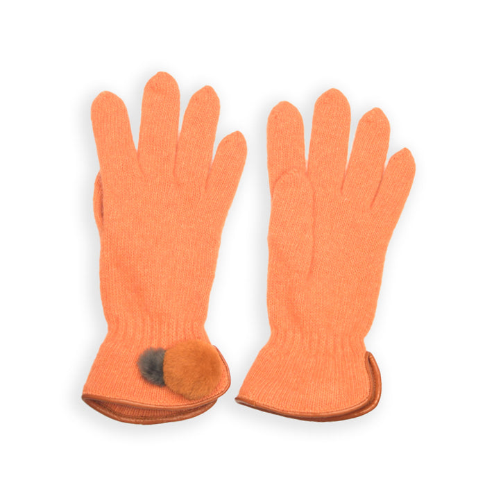 Wool Pom Pom Glove - Orange