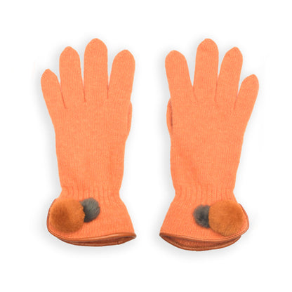 Wool Pom Pom Glove - Orange