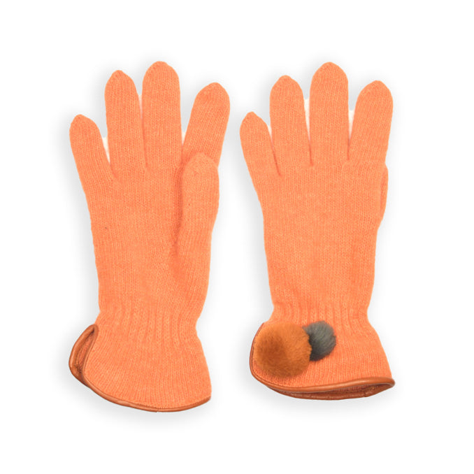 Wool Pom Pom Glove - Orange