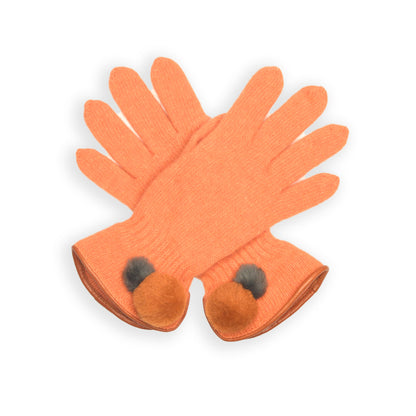 Wool Pom Pom Glove - Orange