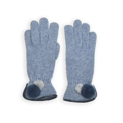 Wool Pom Pom Glove - Denim