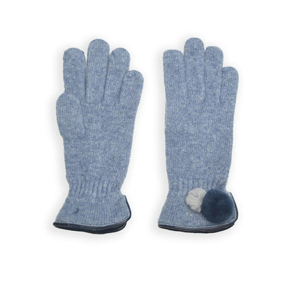 Wool Pom Pom Glove - Denim