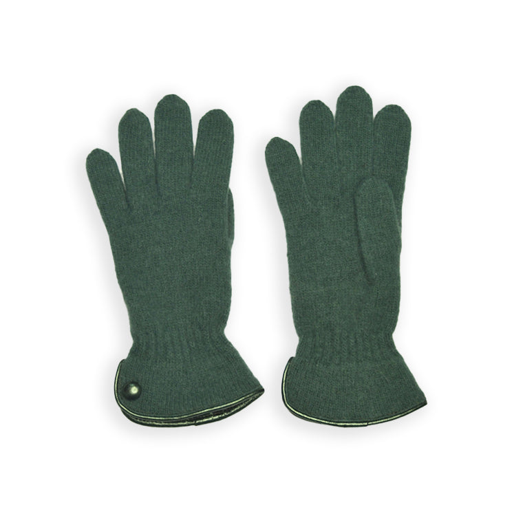 Wool Button Glove - Pine Green