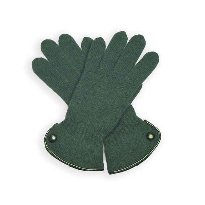 Wool Button Glove - Pine Green