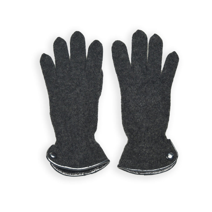 Wool Button Glove - Grey