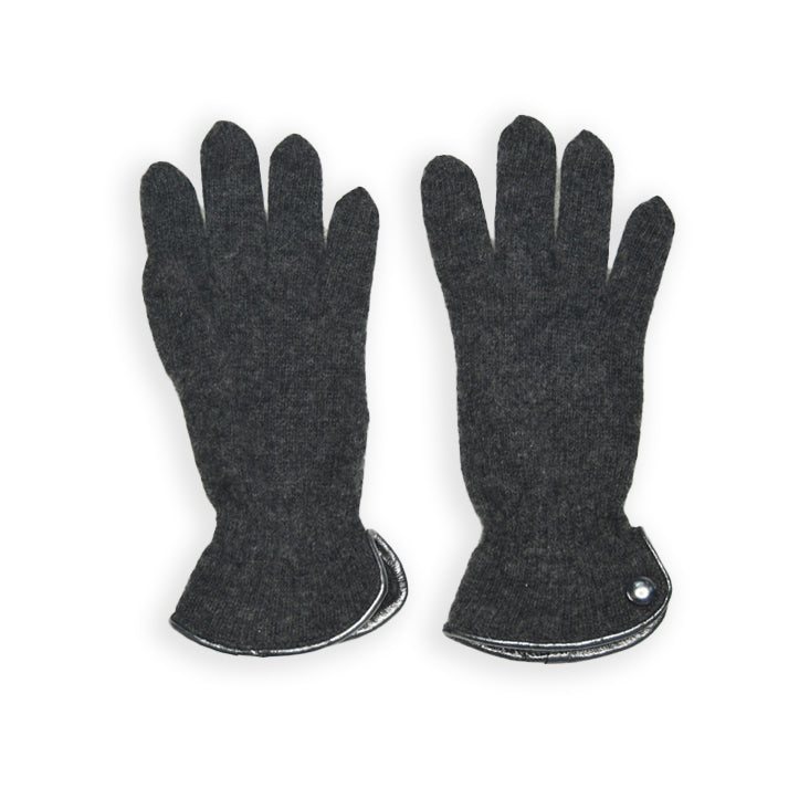 Wool Button Glove - Grey