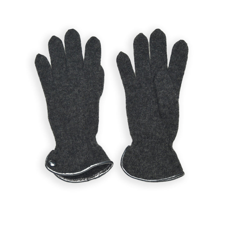 Wool Button Glove - Grey