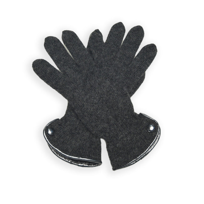 Wool Button Glove - Grey