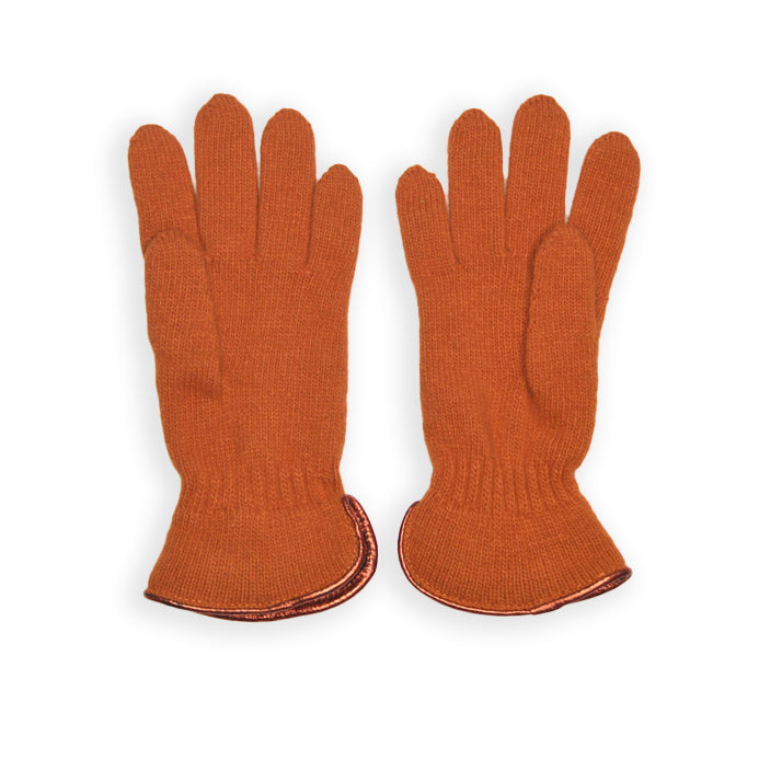 Wool Button Glove - Orange