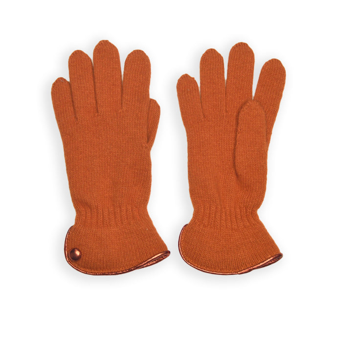 Wool Button Glove - Orange