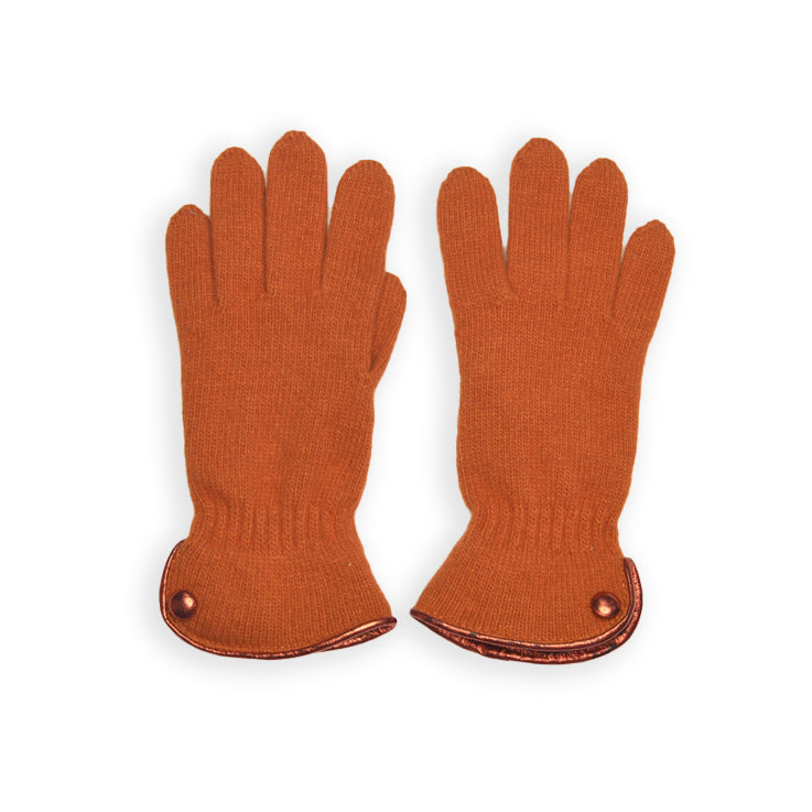 Wool Button Glove - Orange