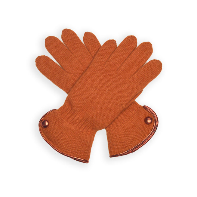 Wool Button Glove - Orange