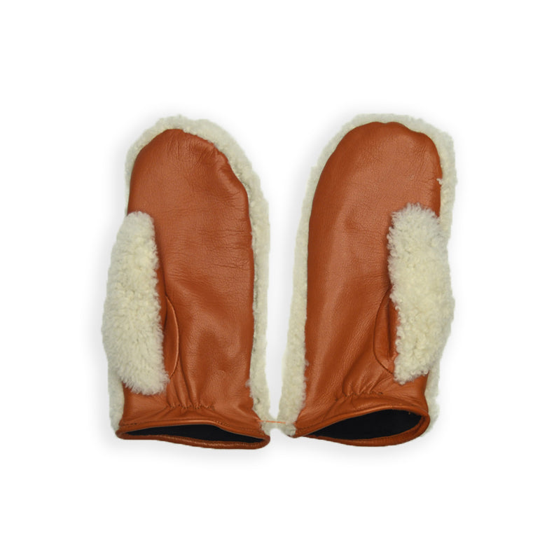 Sheepskin Mitten - Natural / Orange