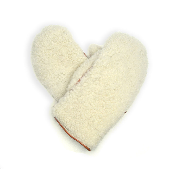 Sheepskin Mitten - Natural / Orange