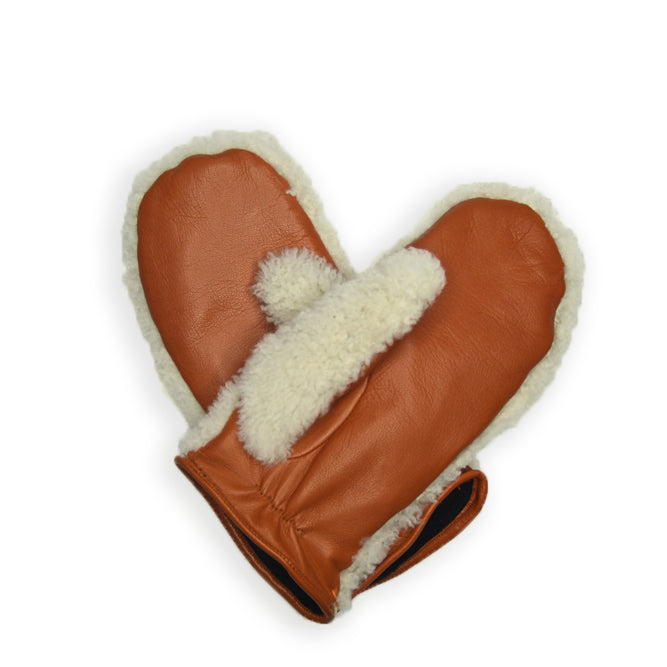 Sheepskin Mitten - Natural / Orange