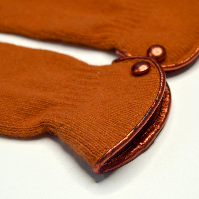 Wool Button Glove - Orange