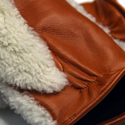 Sheepskin Mitten - Natural / Orange