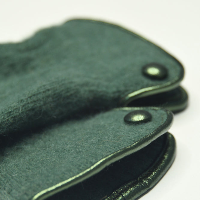 Wool Button Glove - Pine Green