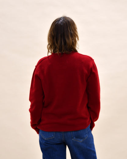 Distressed Cashmere Crew - Dull Red