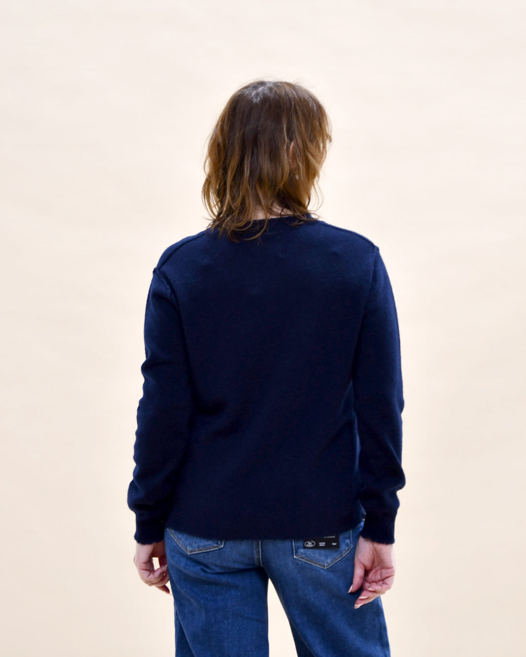 Distressed Cashmere Crew - New Navy