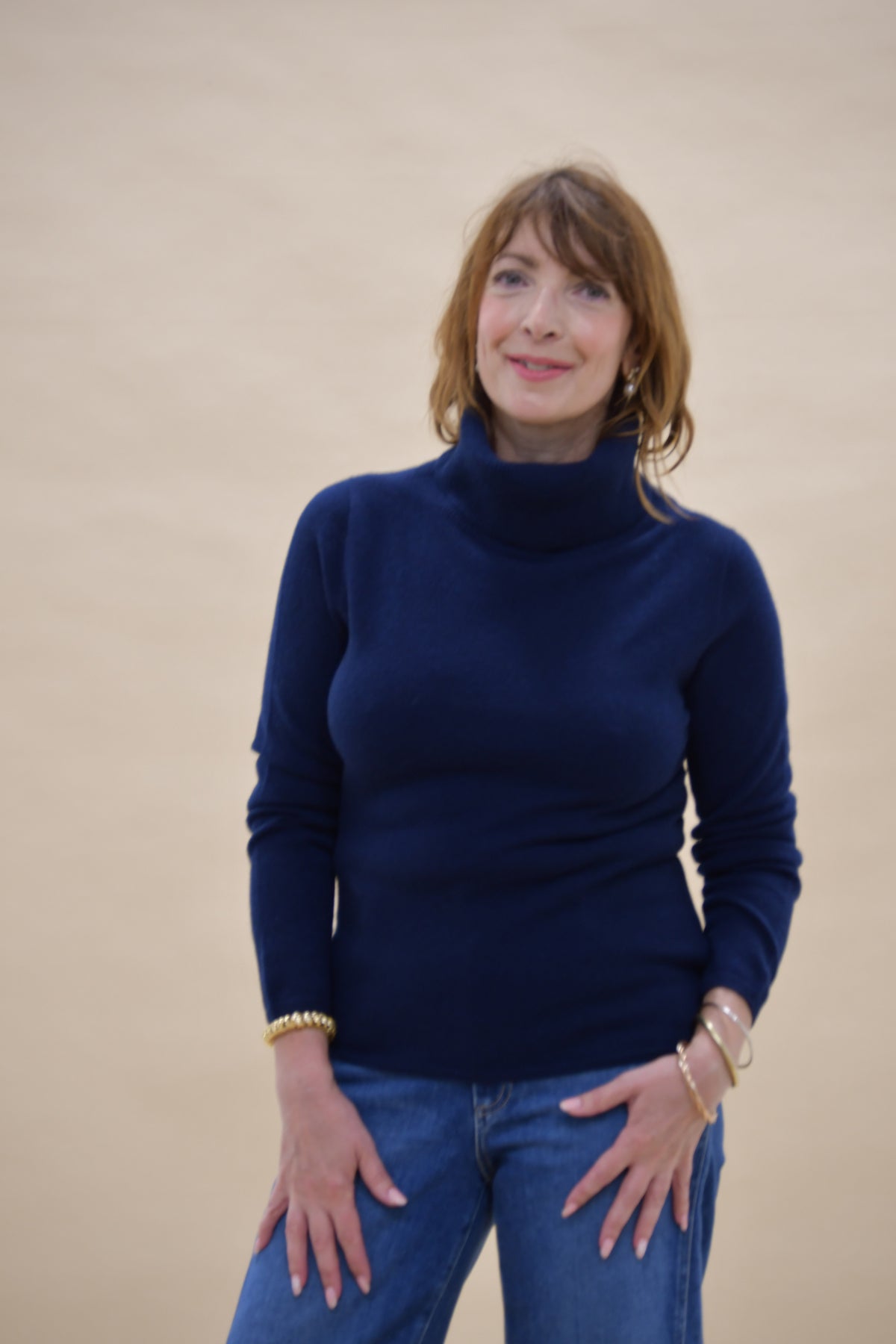 Cashmere Roll Neck - Navy
