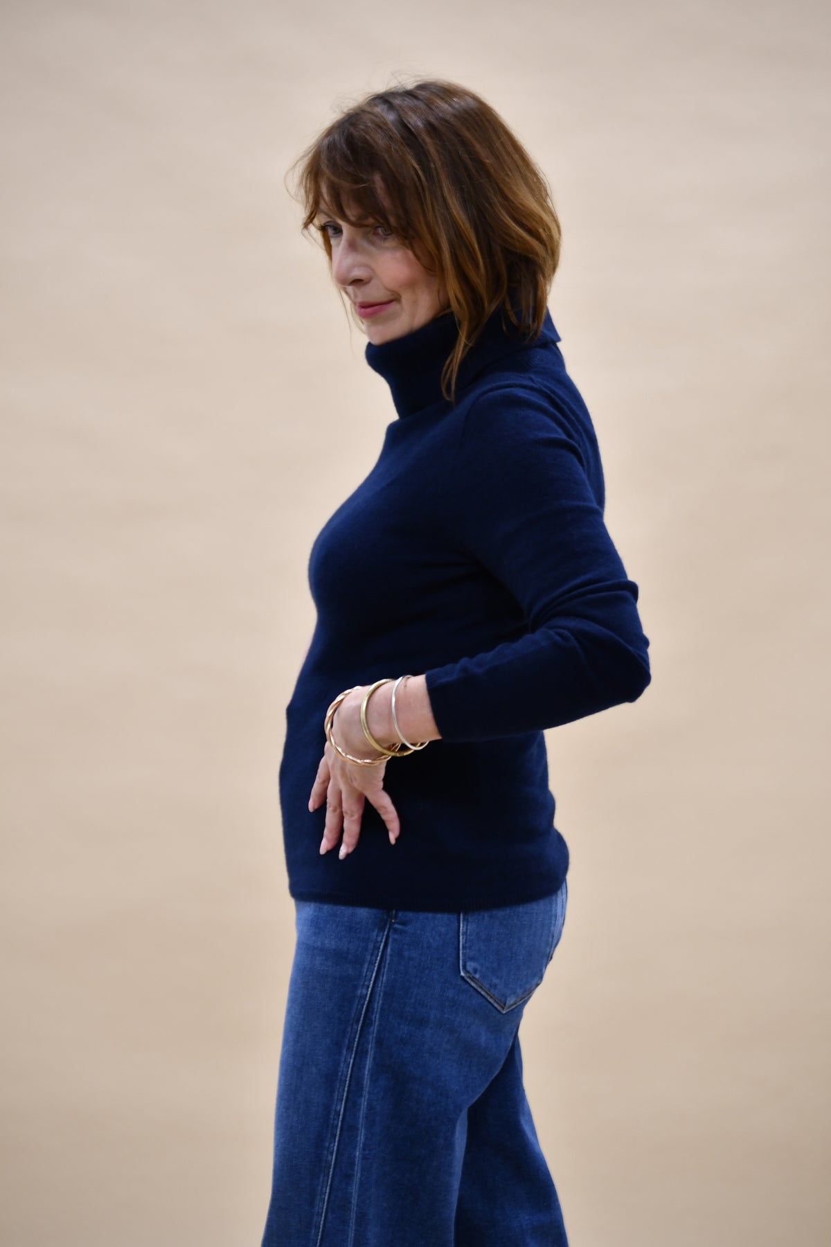 Cashmere Roll Neck - Navy