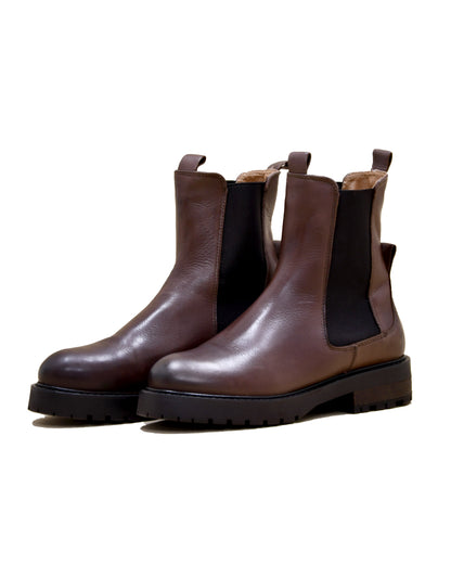 Katelyn Leather Wool-Lined Boots - Brown