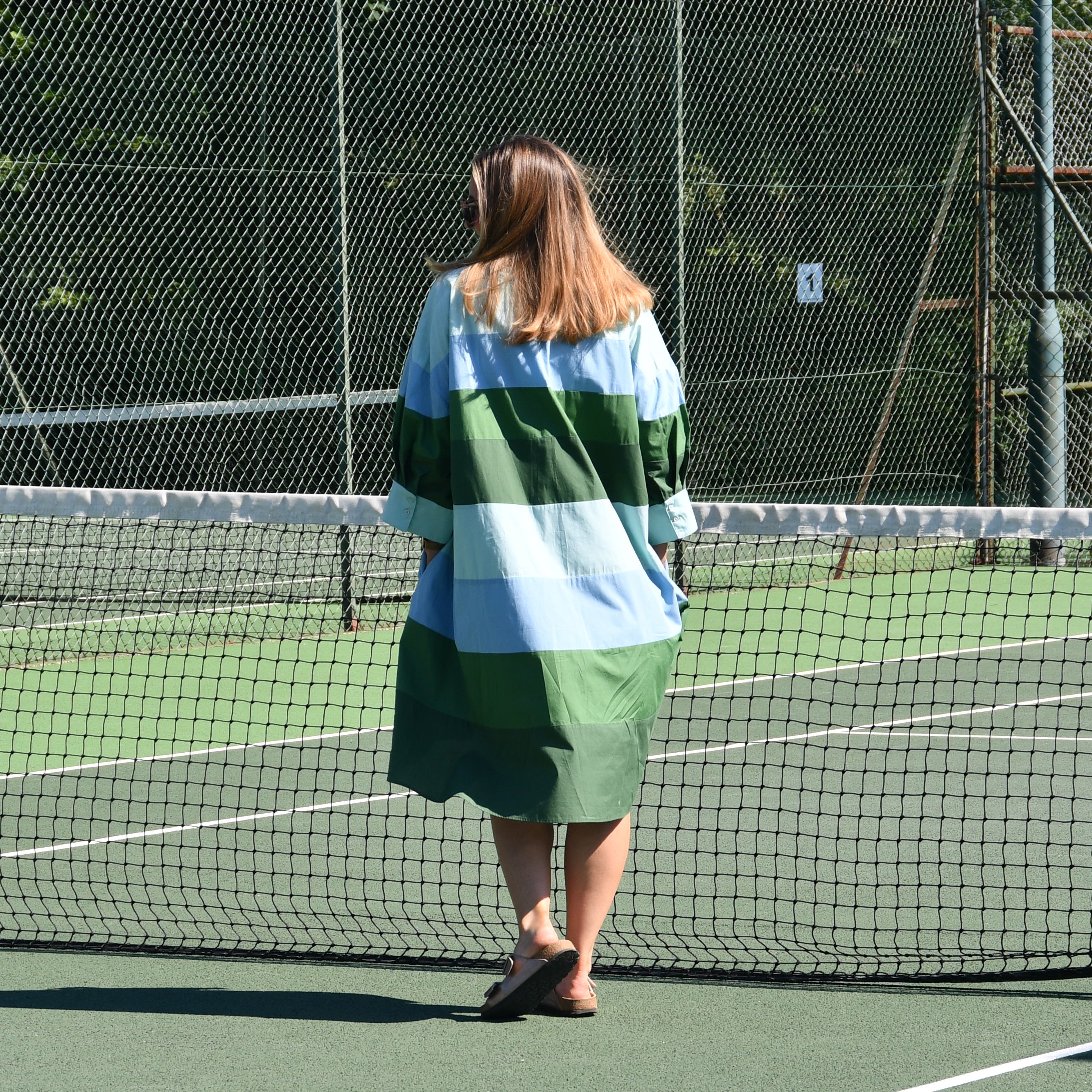 Frederique Striped Midi Dress - Dark Green