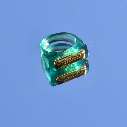 Resin Bar Ring - Oxidised Green