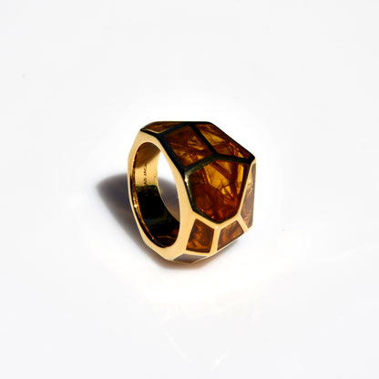 Tortoise Shell Hex Ring - Tortoise Shell