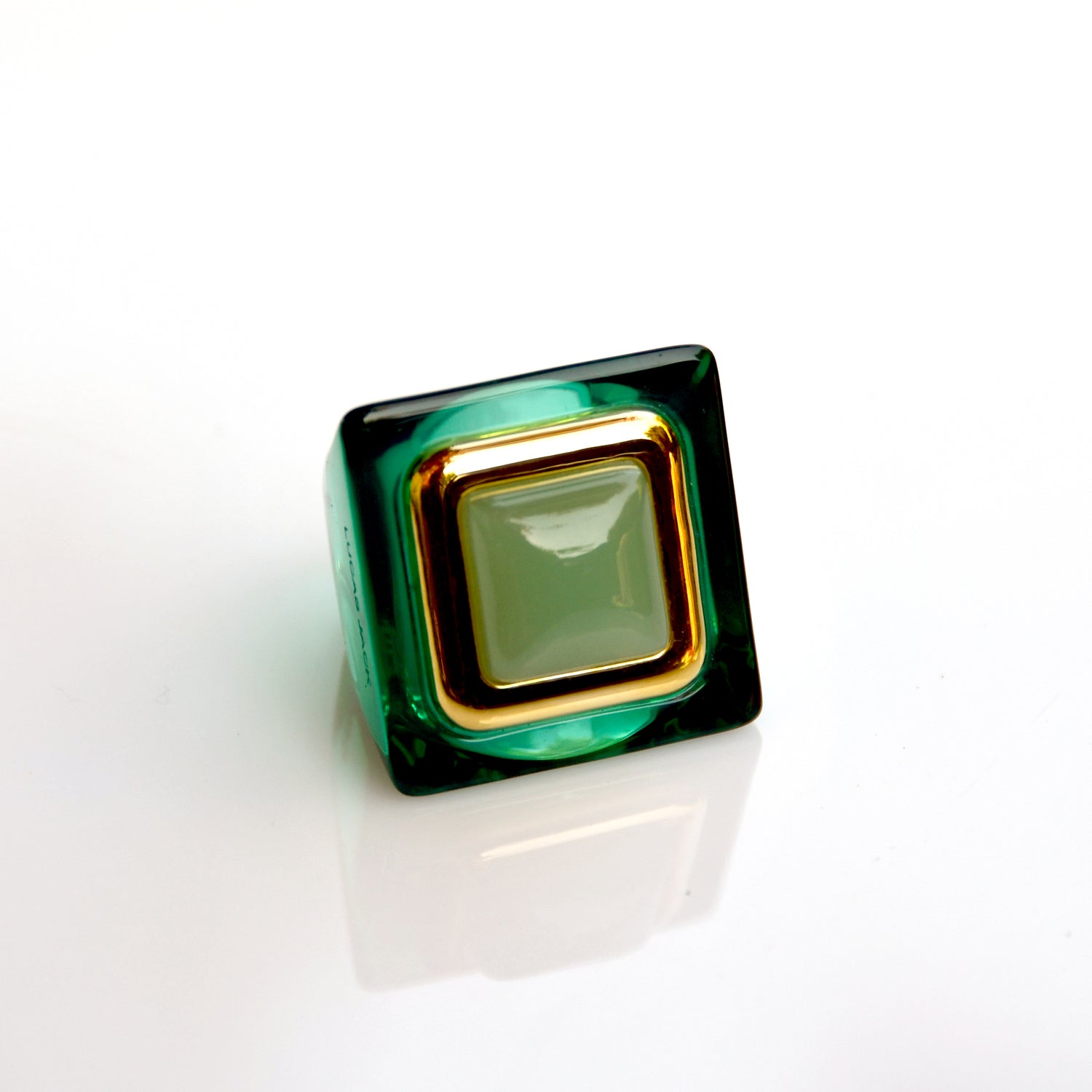 Large Square Ring - Oxidised Green - Jade Semi - Opaque