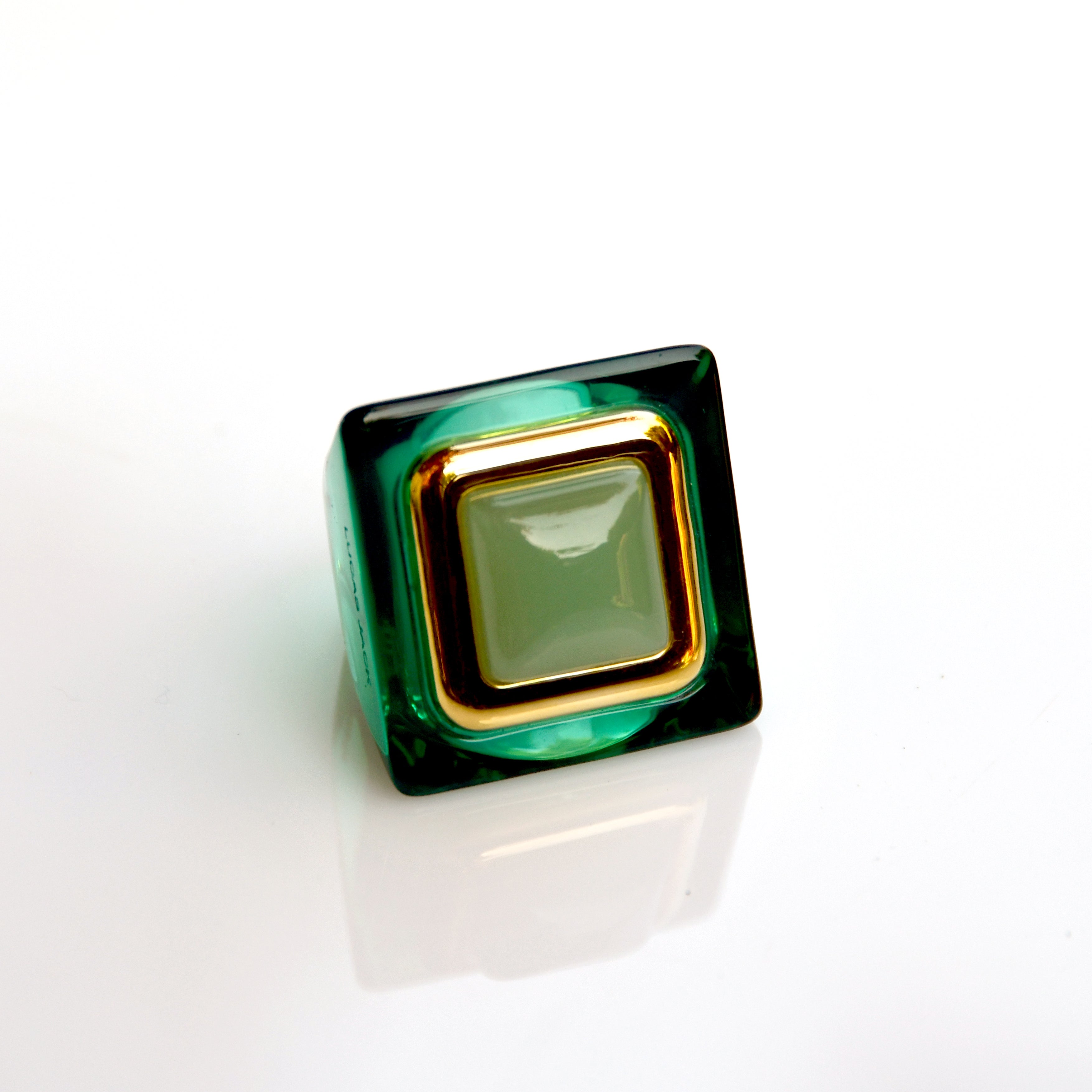 Large Square Ring - Oxidised Green - Jade Semi - Opaque