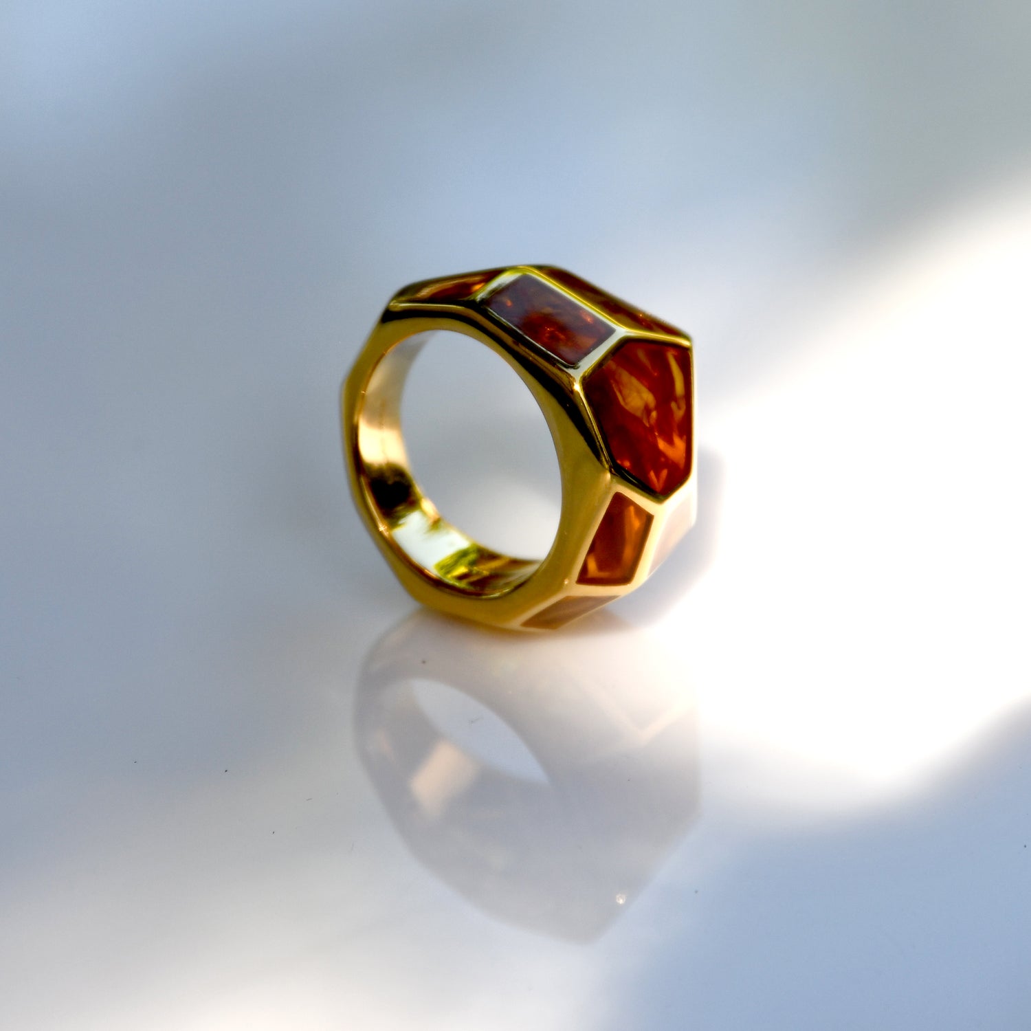 Tortoise Shell Hex Ring - Tortoise Shell