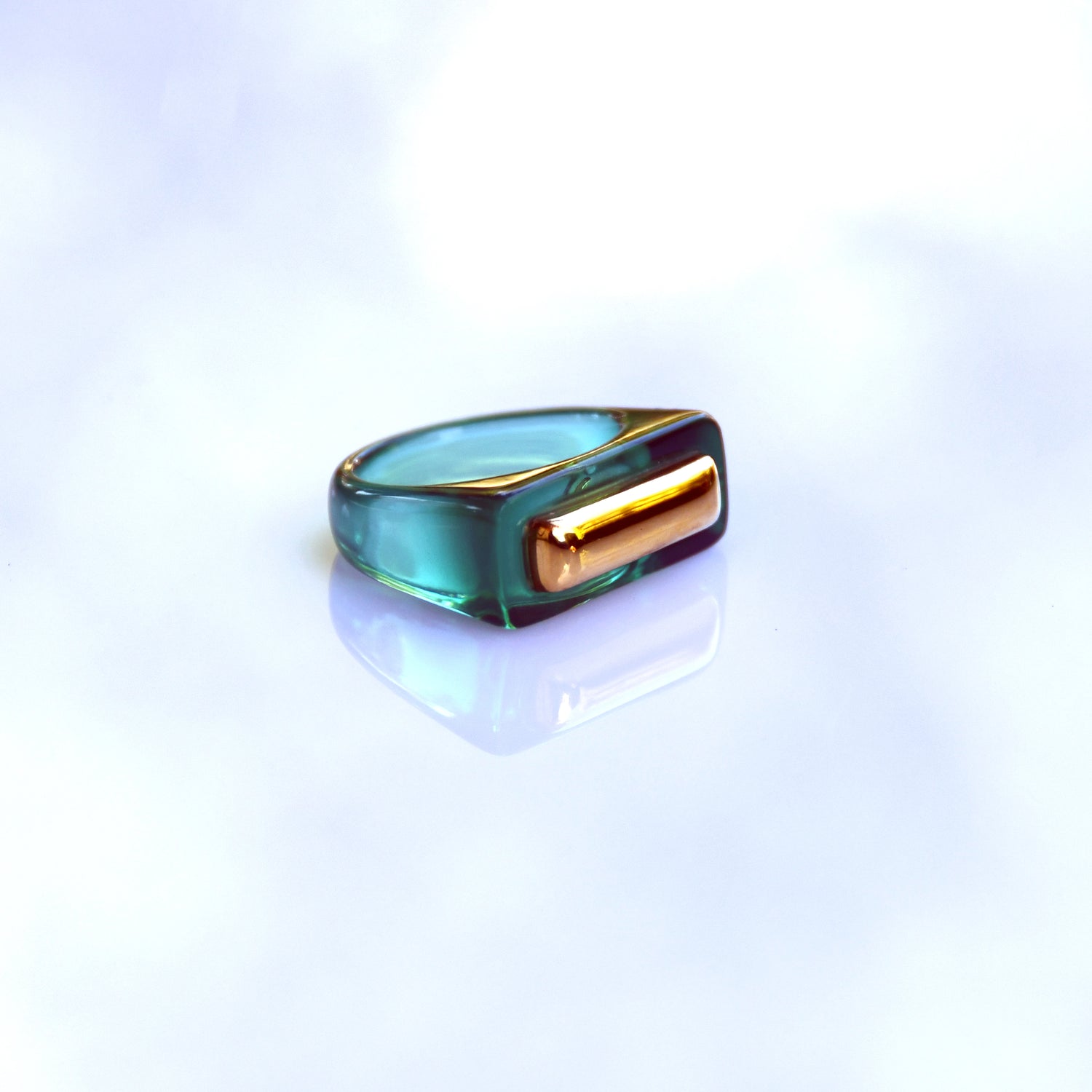 Resin Bar Ring - Oxidised Green