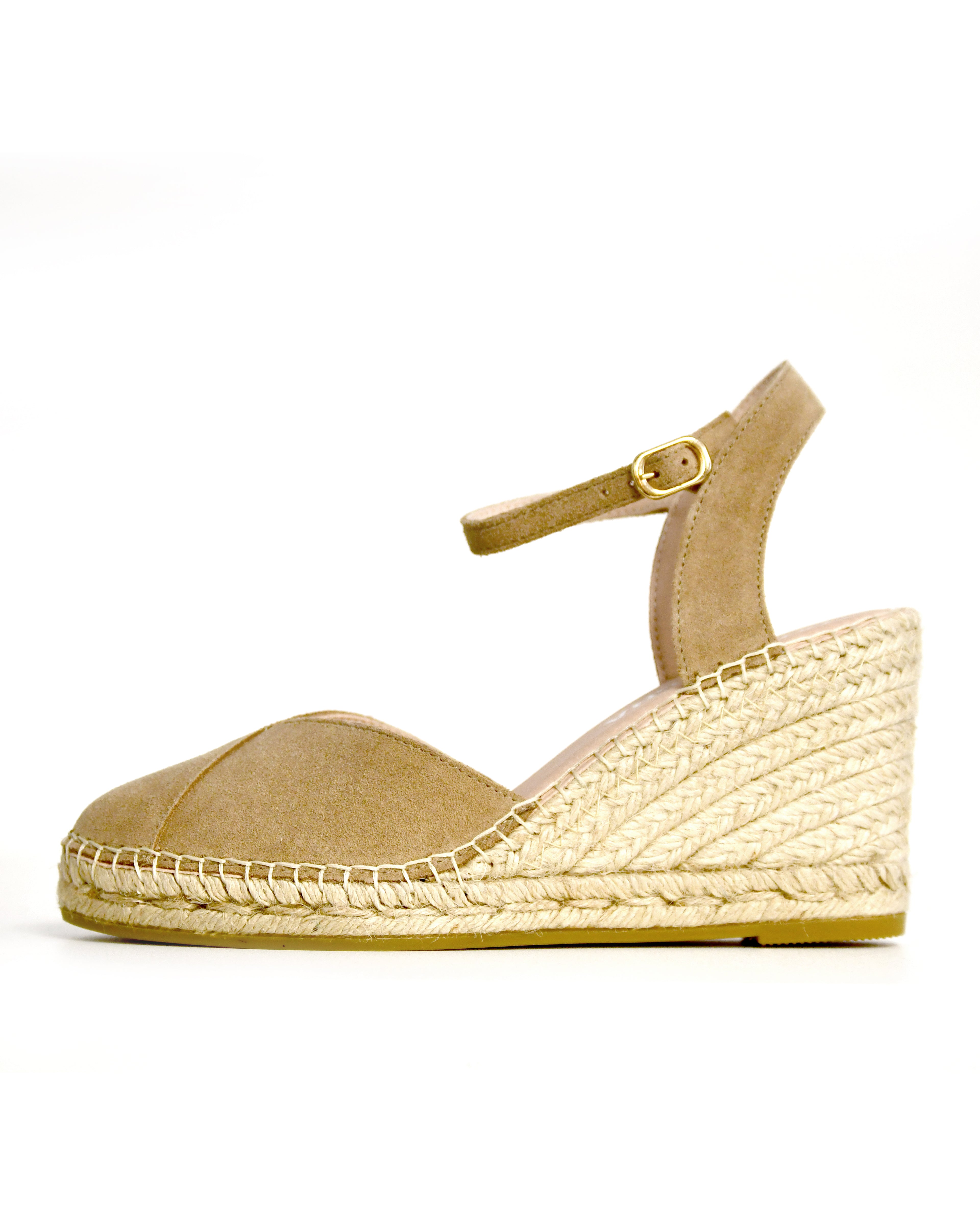 Buckle Espadrille With V Shape - Beige
