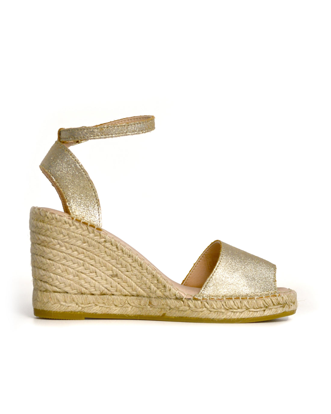 Open Toe Buckle Espadrille - Platino