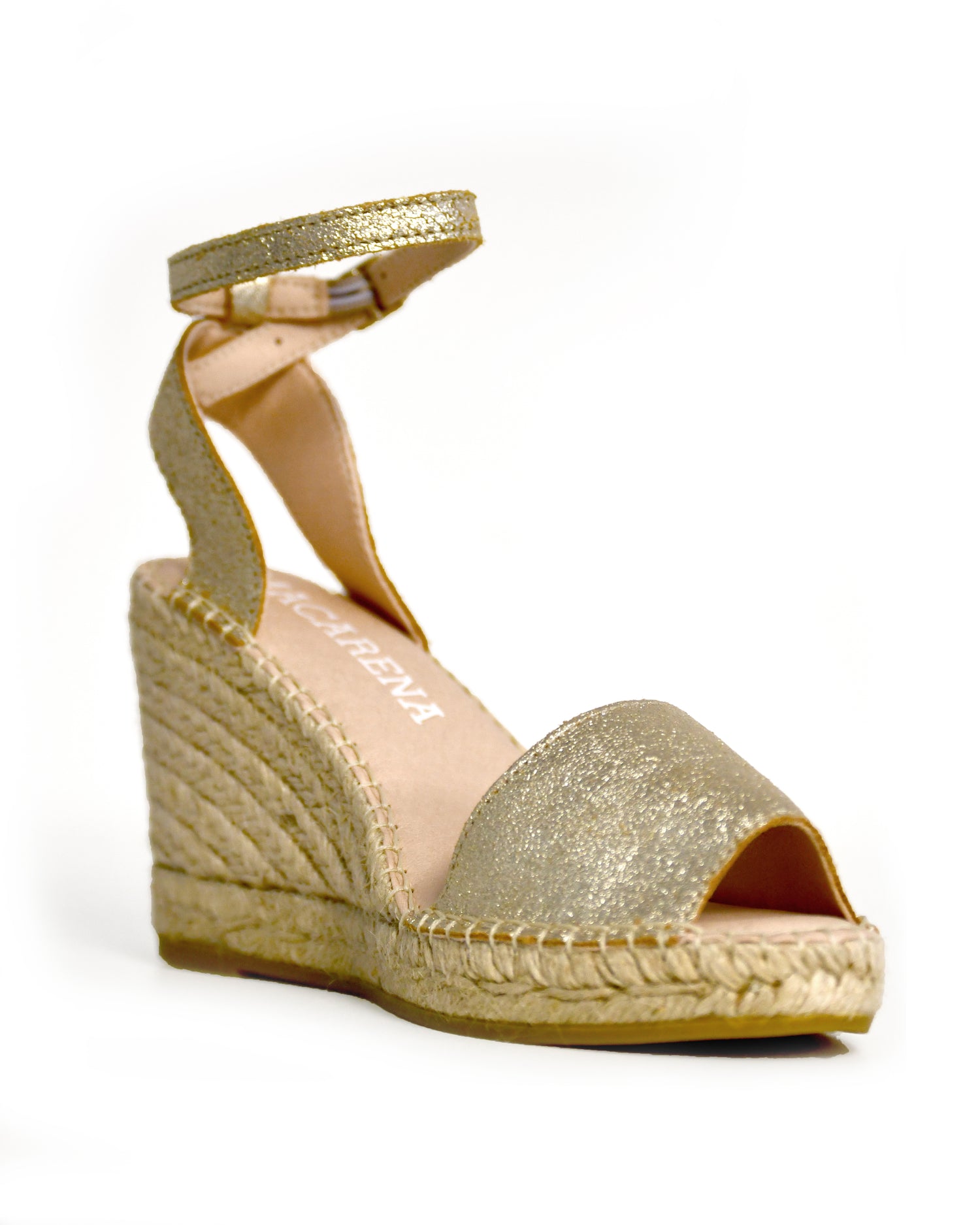 Open Toe Buckle Espadrille - Platino