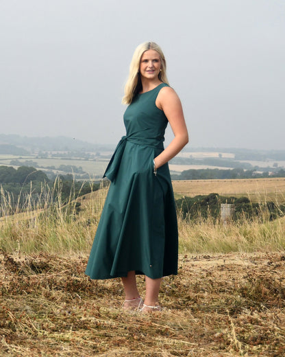Gentile Tafetta Sleeveless Dress - Green