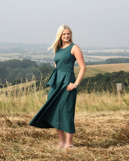 Gentile Tafetta Sleeveless Dress - Green