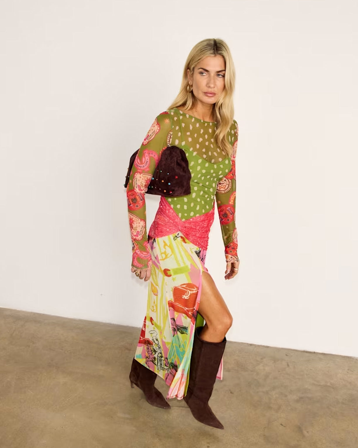 Olive Dahlia Mesh Dress - Multi