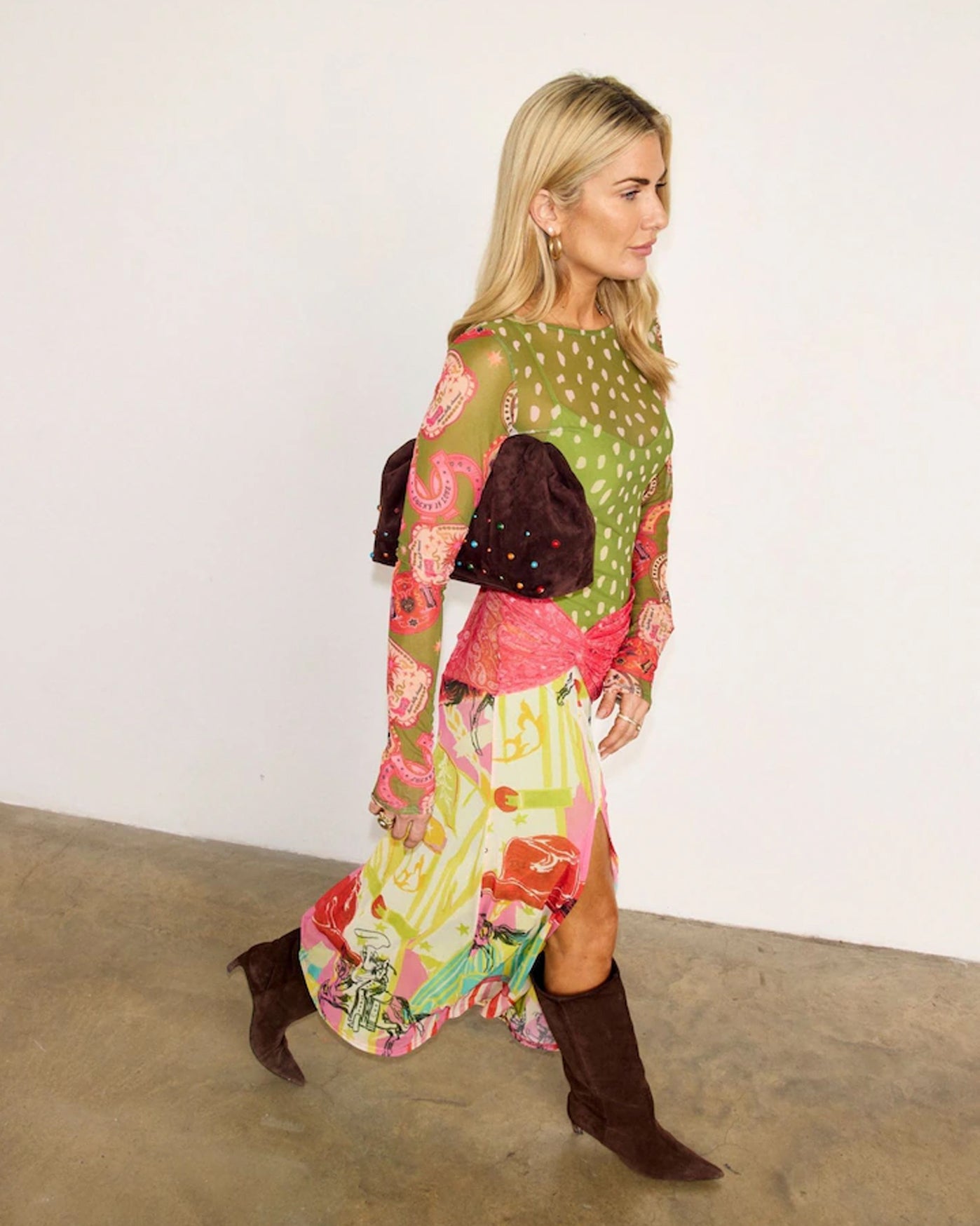 Olive Dahlia Mesh Dress - Multi