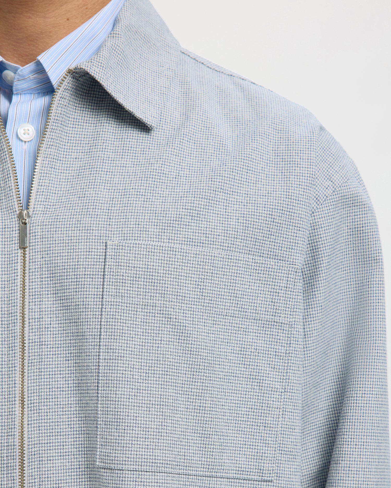 David Mix Zip Overshirt - Blue Mirage