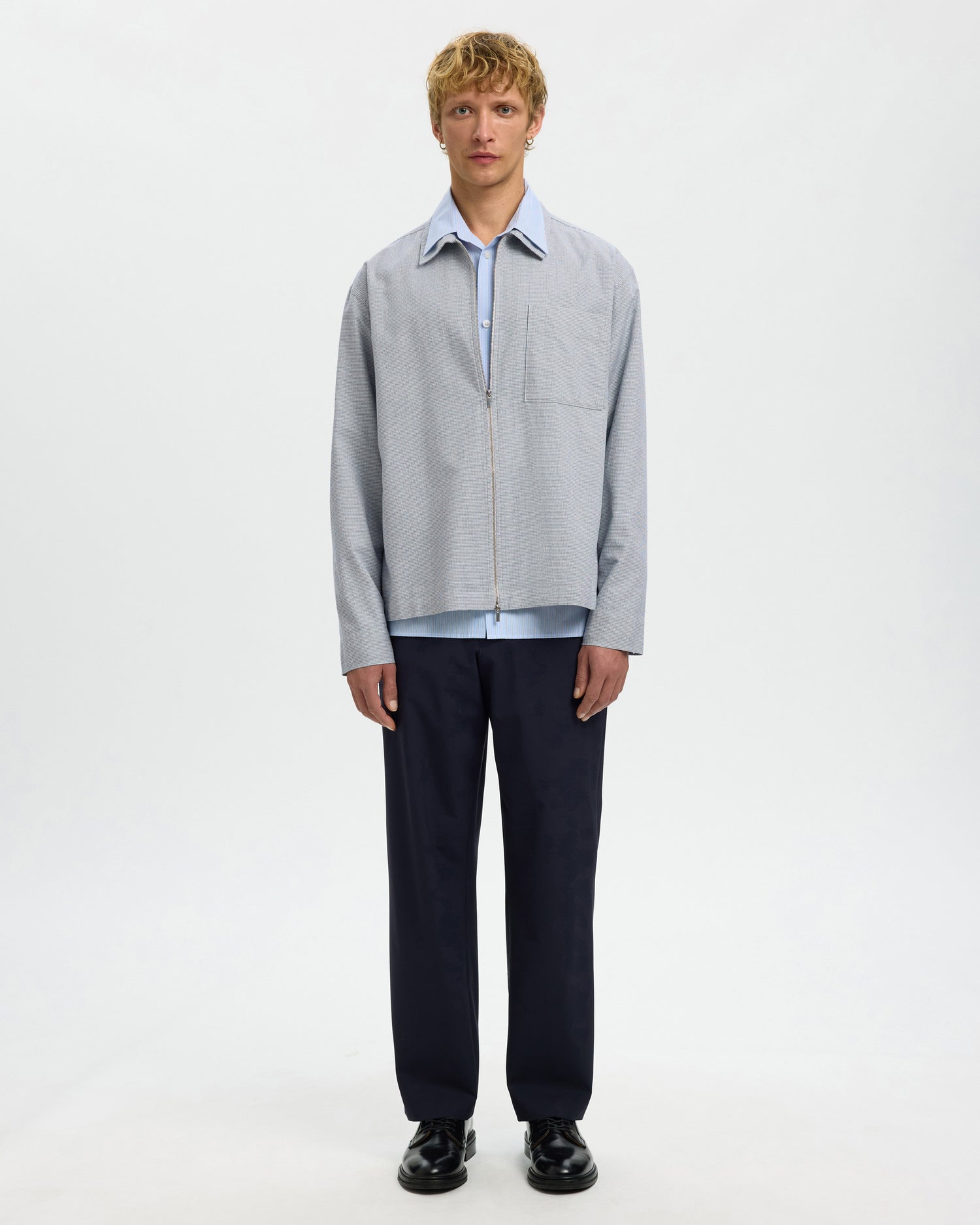 David Mix Zip Overshirt - Blue Mirage