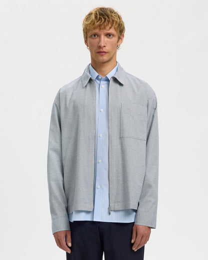 David Mix Zip Overshirt - Blue Mirage