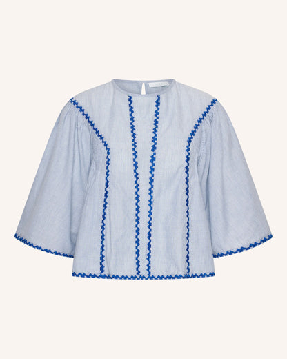 Davin Pinstripe Blouse - Blue